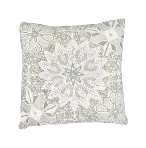 Flake Throw Pillow, White (16"x16"x4")