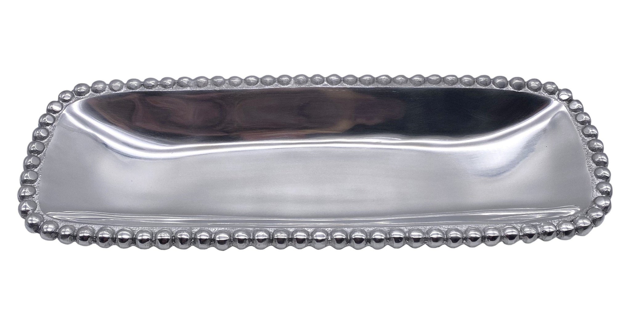 Alice Rectangle Beaded Bowl, Aluminum (18"x6.5"x1.5")