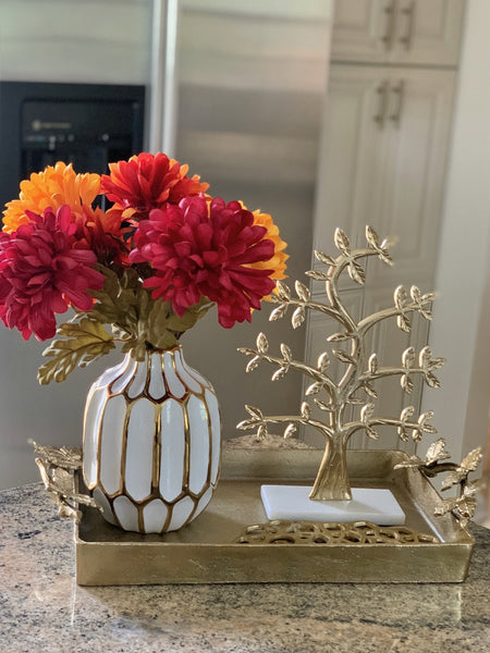 Harper  Tree w/ Marble Base , Gold (3"x6"x13")