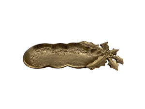 Jolly Gilded Holiday Leaf Tray , Gold  (11"x4"x1")
