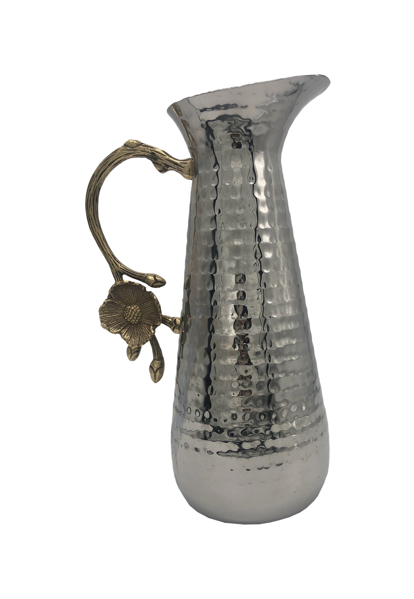 Arnold Flower Hammered Pitcher, Silver  (4"x3.7"x10")