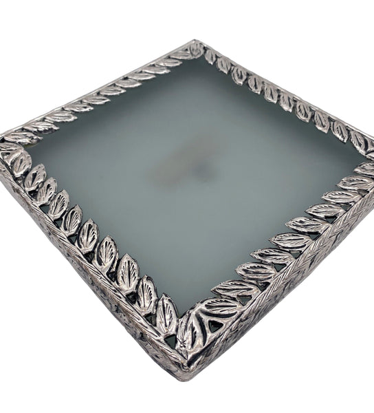 Colfax Frosted Glass Plate, Grey (8"x8"x0.5")
