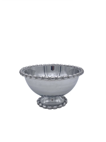 Hadley Beaded Pedestal Bowl, Silver (6"x6"x5")