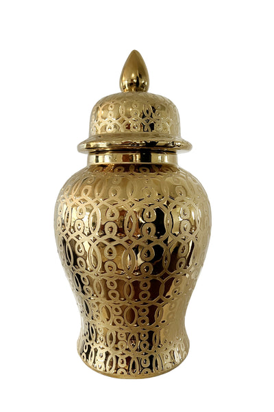 Hudson Gold Ceramic Scroll Ginger Jar (Multiple sizes)