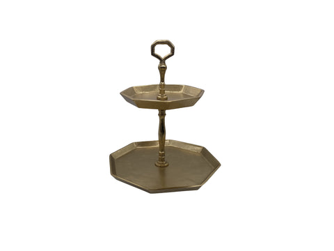 Douglas Gilded 2-Tier Octagon Stand, Brass (11"x11"x14")